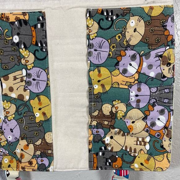 HANDMADE Notebook Tablet Bible Stationary Case Fish & Cats Textile Design - Picture 5 of 9